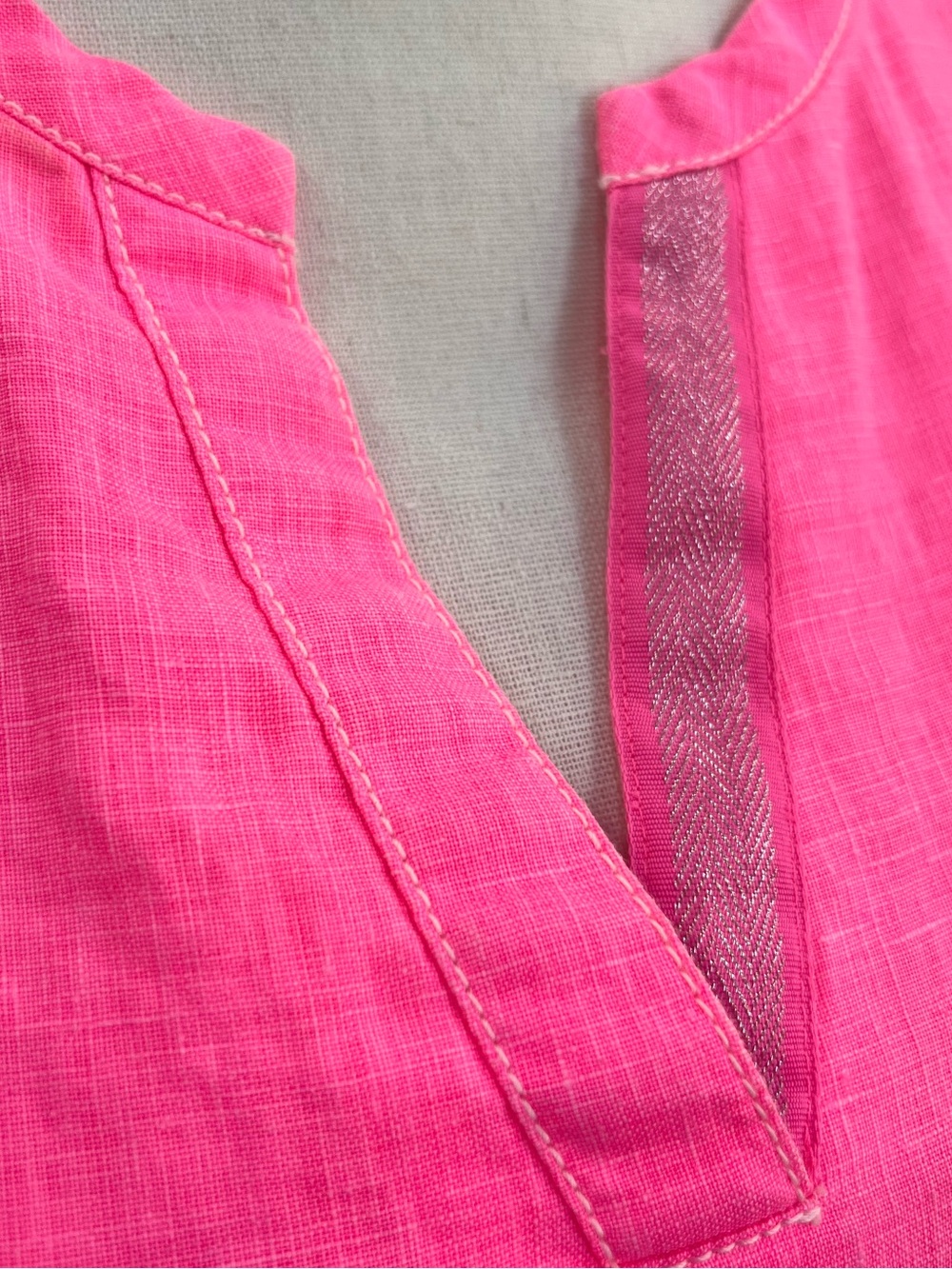 Tommy Bahama Pink Linen Shift Dress Sleeveless Pockets Lined Size Small - Picture 3 of 10